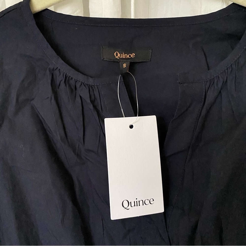 NEW Quince 100% Organic Cotton Poplin Tiered V-Neck Short Sleeve Maxi Dress sz S - Picture 10 of 13